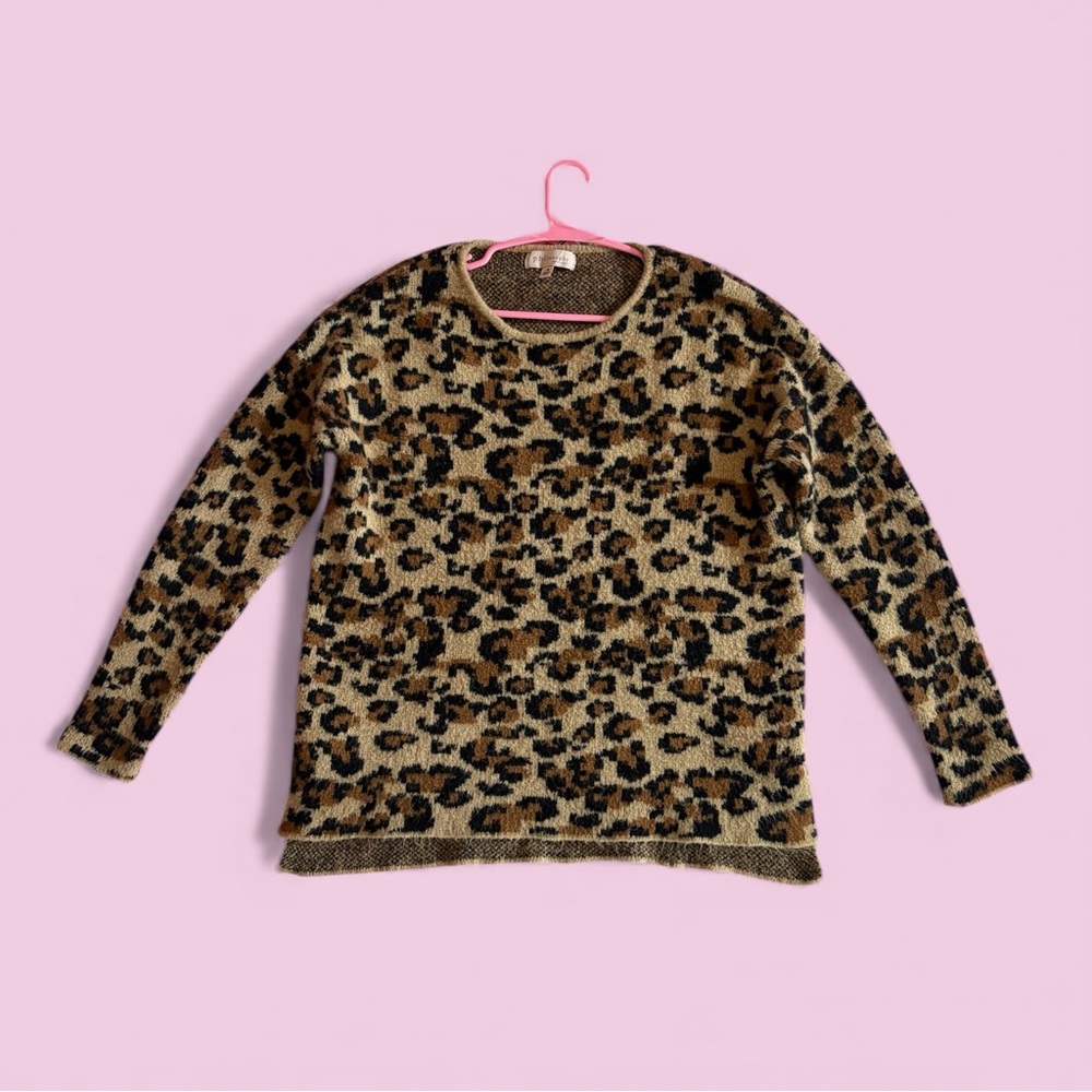 Philosophy Leopard Pattern Sweater - Brown and Black